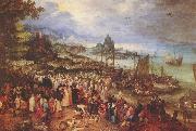 Jan Brueghel Sea port with the lecture of Christ Sweden oil painting artist